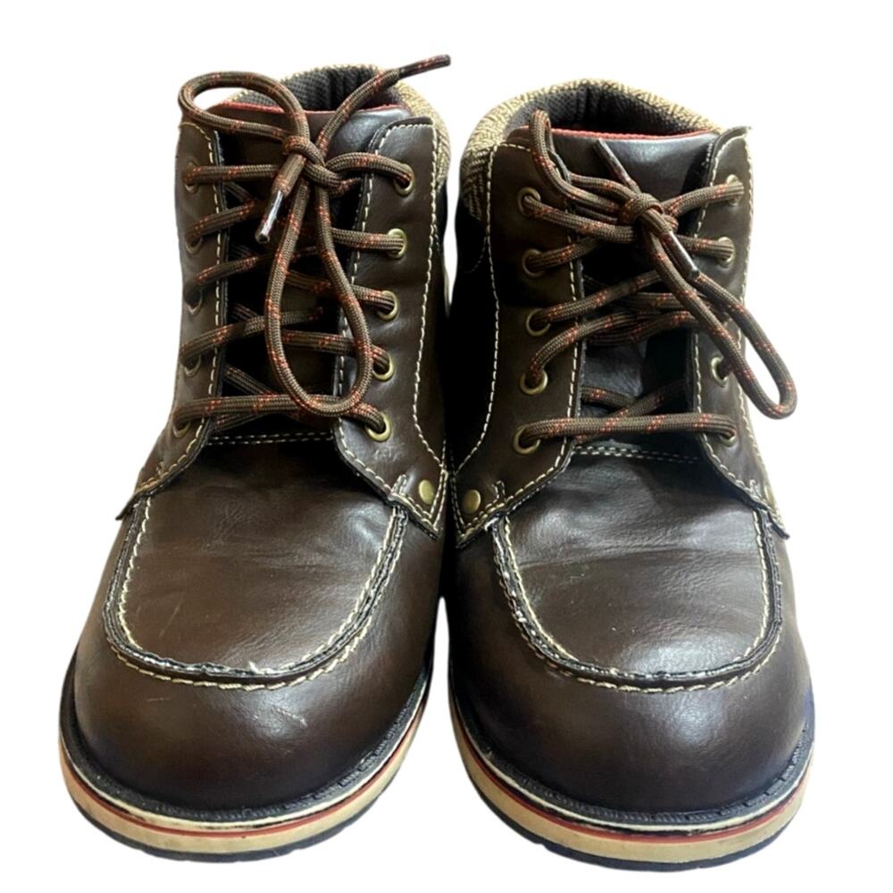 Eddie Bauer Tom Boots Mens Boys 5M Brown Leather Lace Up Ankle Cushion Padded - Picture 8 of 9